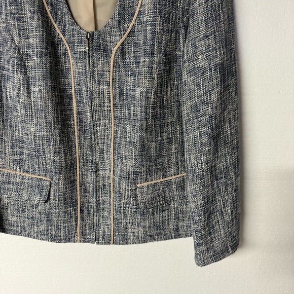 Pendleton Jacket Women 16W Deep V Neck Zip Up Tweed Multicolor Business Casual - Picture 4 of 11